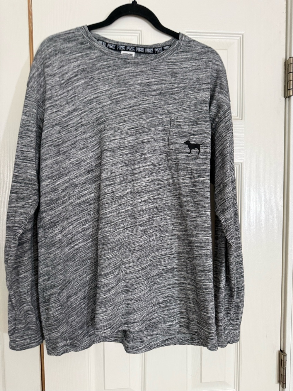 PINK Victoria's Secret Gray Marled Long Sleeve Pocket tee